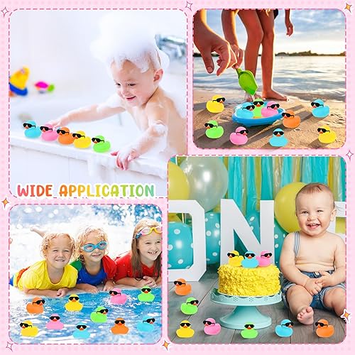 Miniatura 4 de Sosation Paquete de 36 mini patos de goma con lentes de sol, 2.2 pulgadas, patitos de goma chirriantes, lindos juguetes flotantes para tina de bebé,