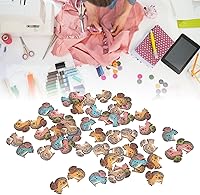 Vista 8 de Botones lindos para manualidades, madera sintética, 1.2 in de largo para ropa (ardilla, 50 unidades)