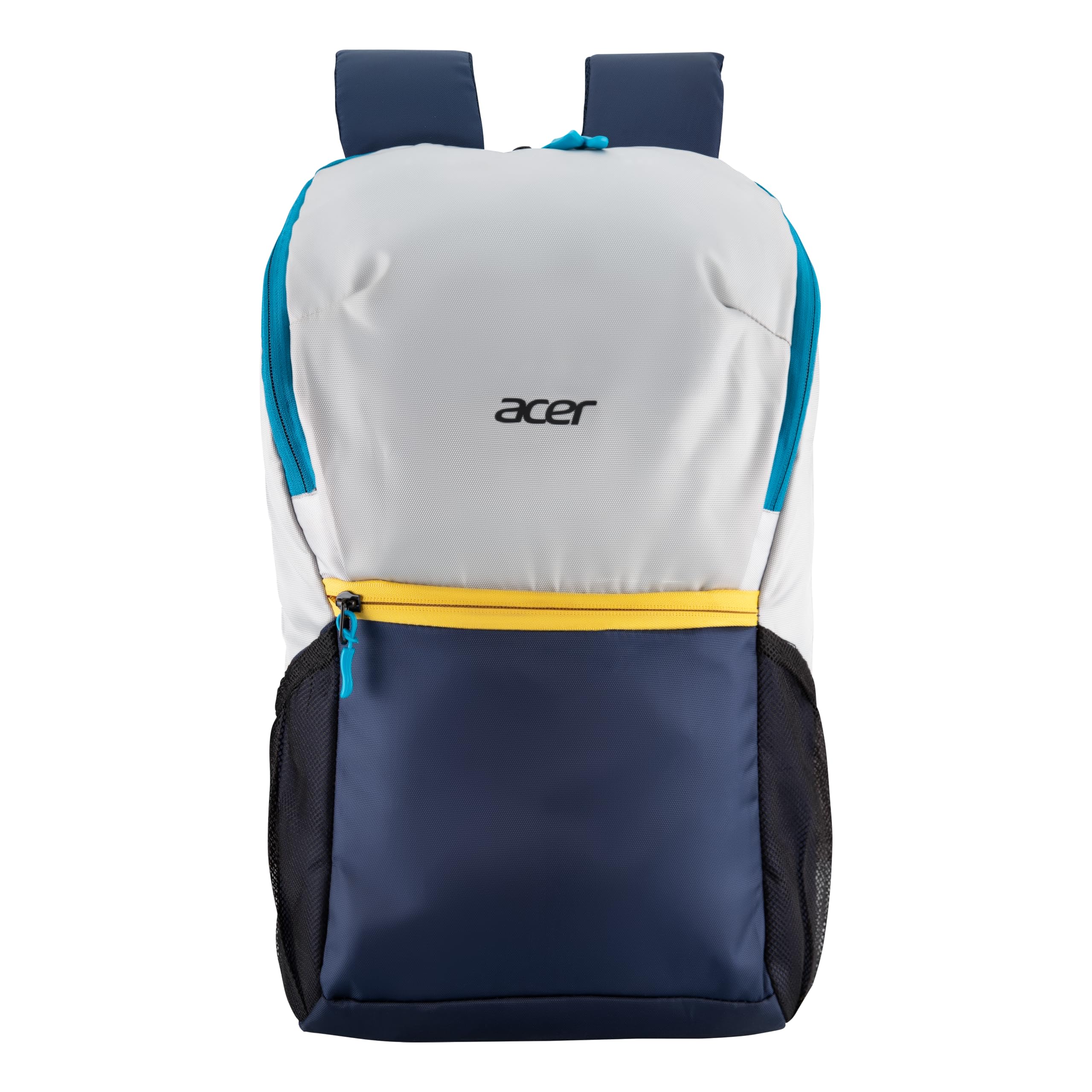 Acer Pulse Lightweight Rich Polyster PU Coated Water-Resistant Backpack, Padded Laptop Sleeve fits up to 15.6 inch, Front Pocket, 2 Side Bottle mesh, Cushioned Straps, Trendy Silver & Navy Blue Color-image-5