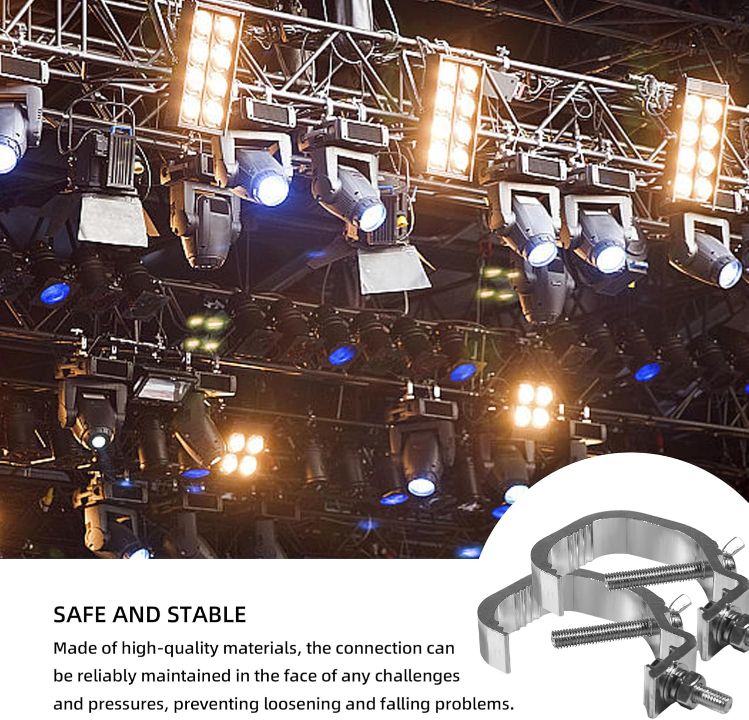 10 Pack 1.18-2 Inch Stage Truss Clamps, Hooks, Fit for 30-50 mm Pipe, Aluminum Alloy, 55 LB Load Capacity, for DJ & Stage Lights - Image 6