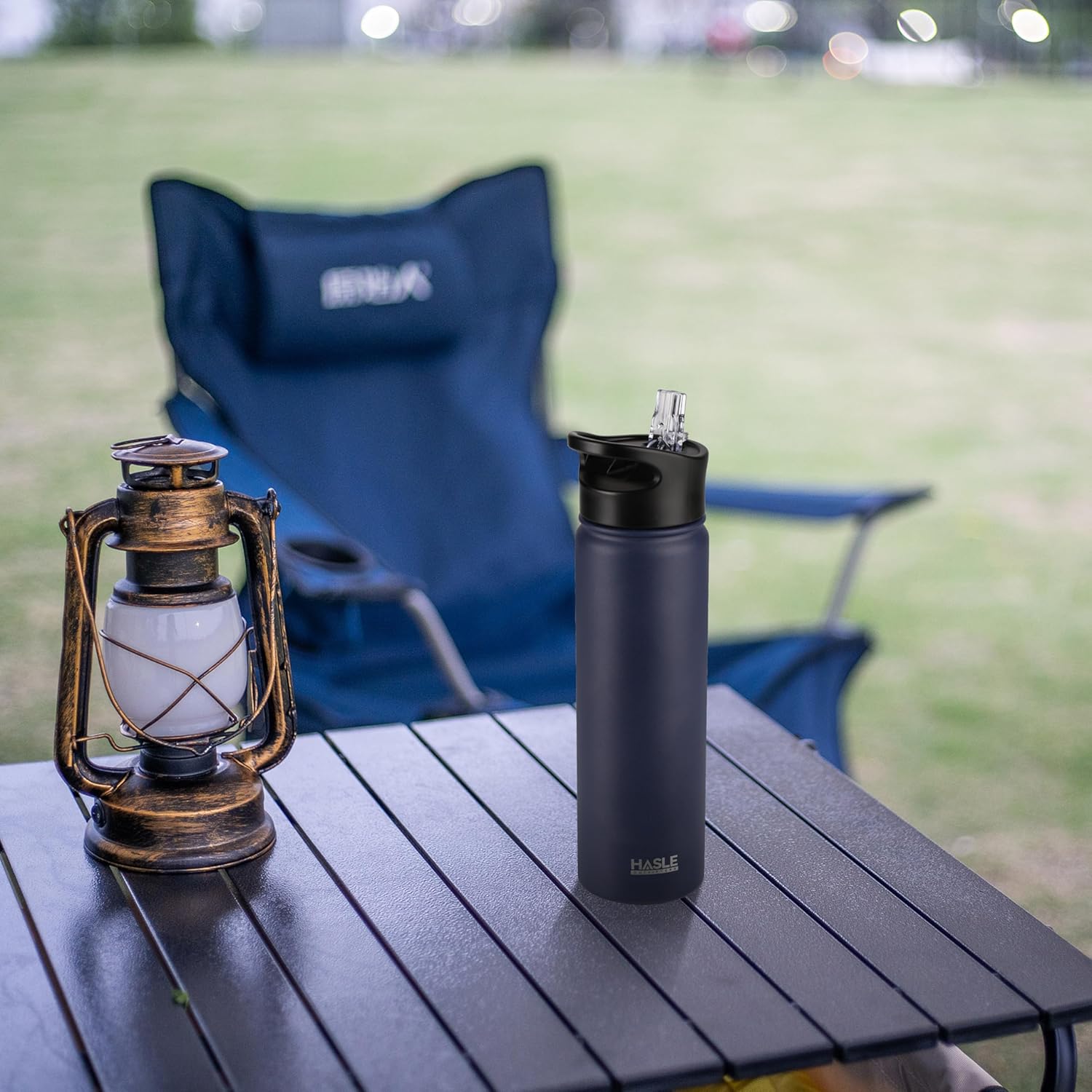 HASLE OUTFITTERS Insulated Water Bottle 22 oz Double Wall Stainless Steel Water Bottle Wide Mouth with Straw Lid & Spout Lid Keeps Cold or Hot(Navy,1) - Image 7