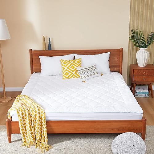Miniatura 5 de HOMTEC Protector de colchón de algodón para dormitorio universitario, funda de colchón acolchada de 18 a 22 pulgadas, protector de colchón de