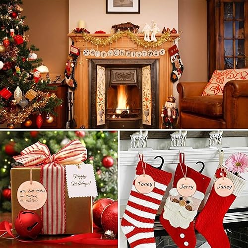 Miniatura 6 de Juego de 32 piezas de posavasos de madera natural sin terminar, 3.5 a 4 pulgadas, kit de madera para manualidades, preperforado con agujero,