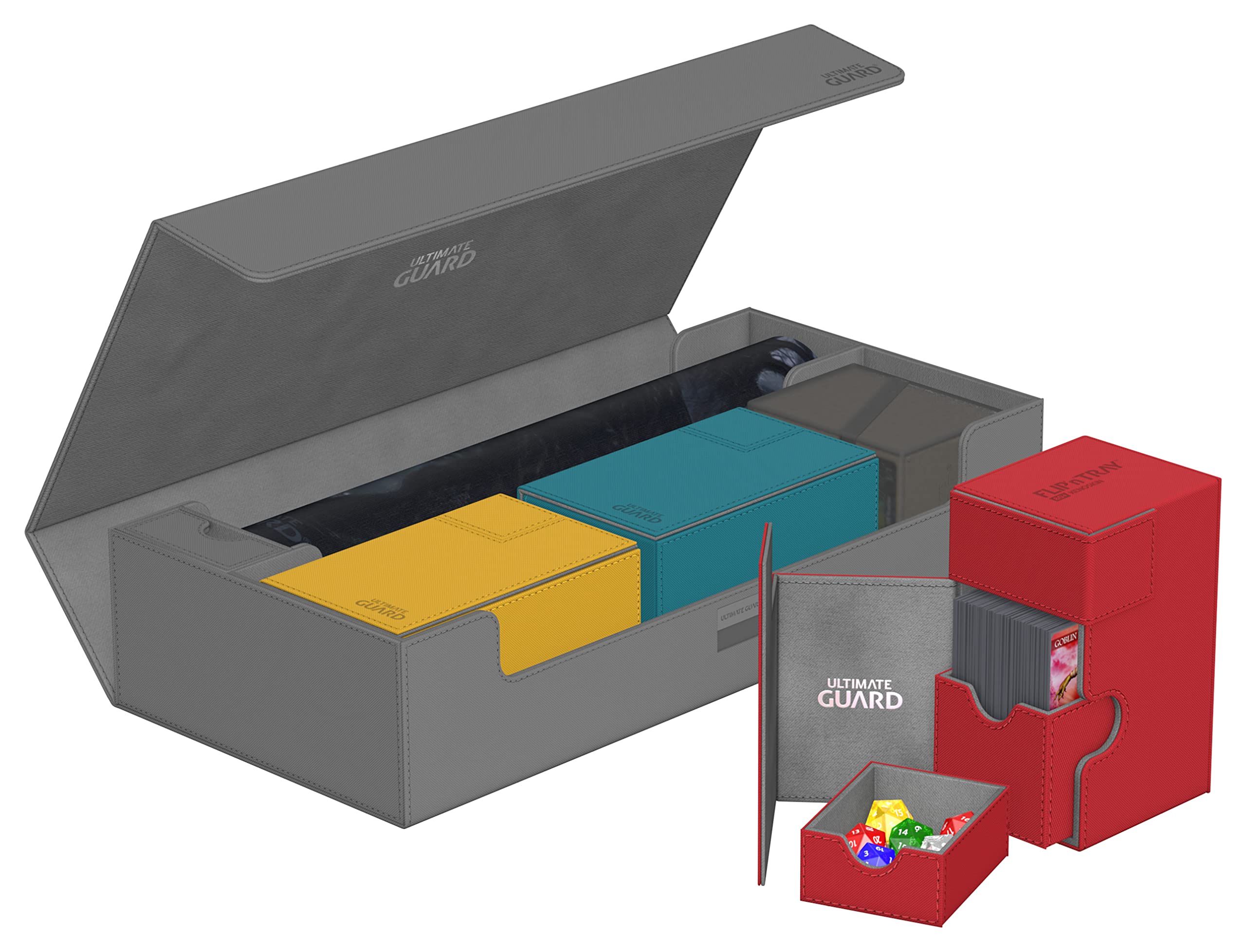 Ultimate Guard Superhive 550+ Étui pour 550 cartes TCG à double manches, gris, compatible avec Boulders, fermeture magnétique et doublure intérieure en microfibre