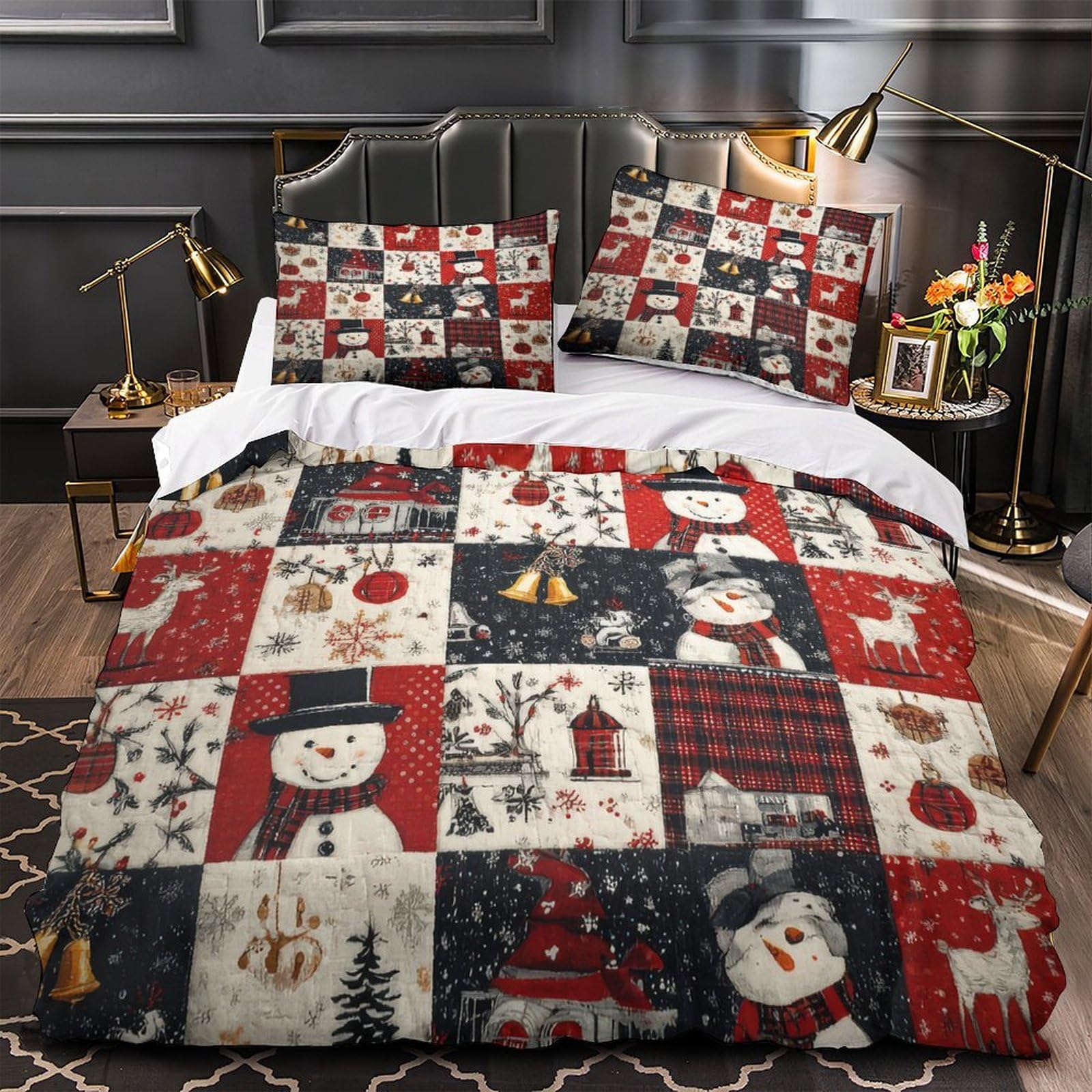 Housse de couette Noël 3D pour réveillon cocooning en couple