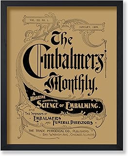 Poster Master Vintage The Embalmers Monthly Poster - Retro Science of Embalming Print - Funeral Art - Halloween Art - Gift for Men & Women - Decor for Living Room or Bedroom - 8x10 UNFRAMED Wall Art