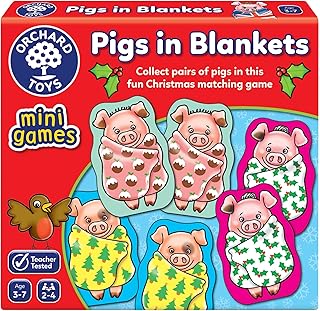 Orchard Toys Pigs in Blankets Mini Game, Christmas Stocking Filler, Advent Gift, Small and Compact, Educational Game, For Kids Age 3-7