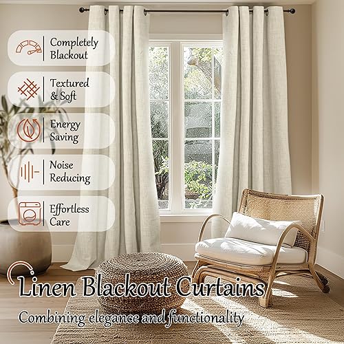 Miniatura 92 de Cortinas opacas de lino de 40 pulgadas de largo para ventana corta de cafetería, cortinas de arpillera con aislamiento térmico, bloqueo de luz