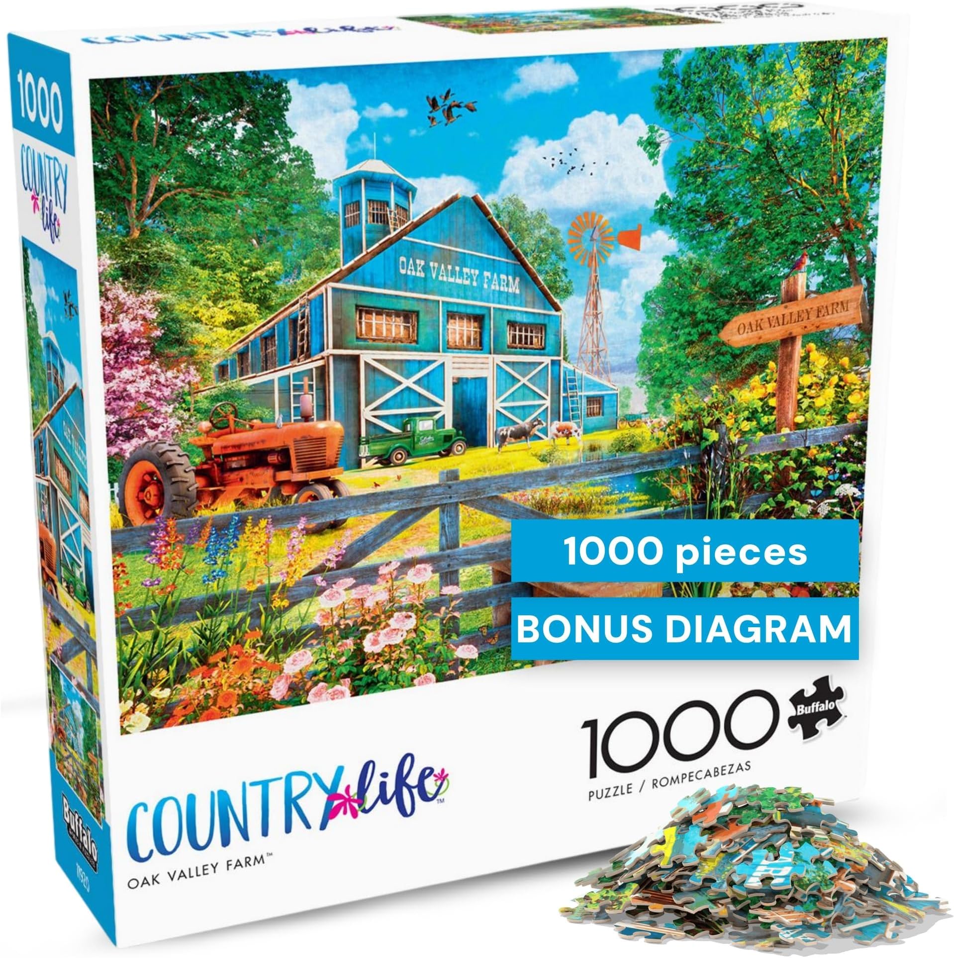 Buffalo Games - 1000 Piece Jigsaw Puzzle Dominic Davison Oak Valley Farm, Made in USA, Premium Recycled Board, Full-Color Poster, Giftable