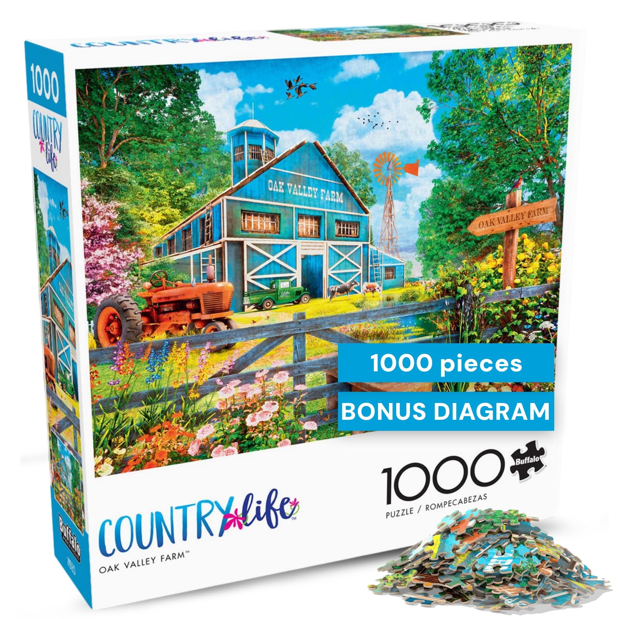 Buffalo Games - 1000 Piece Jigsaw Puzzle Dominic Davison Oak Valley Farm, Made in USA, Premium Recycled Board, Full-Color Poster, Giftable