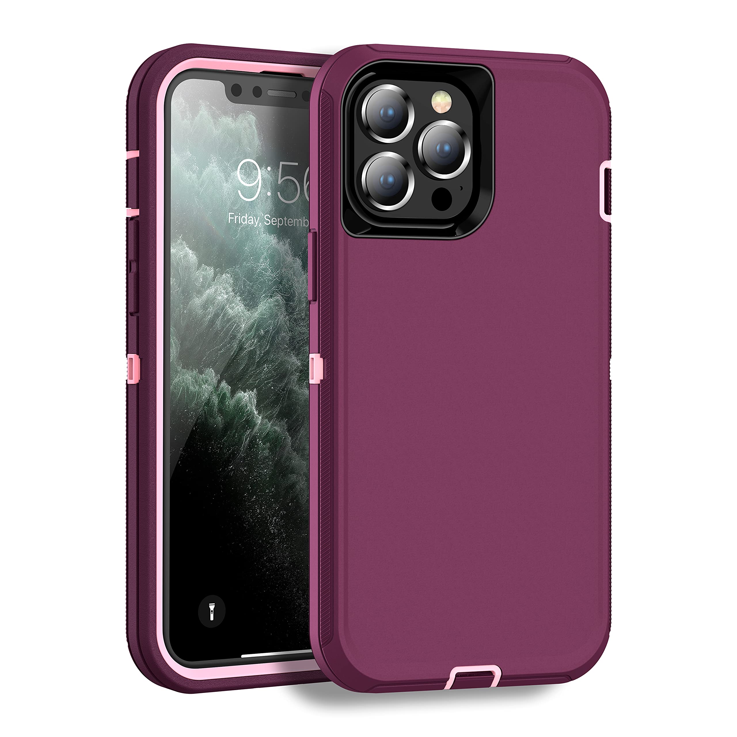 MXX Compatible with iPhone 13 pro Max Case, 3-Layer Super Protective Full Heavy Duty Body Tough Rugged Bumper Cover, Shock & Dust Proof, Designed for