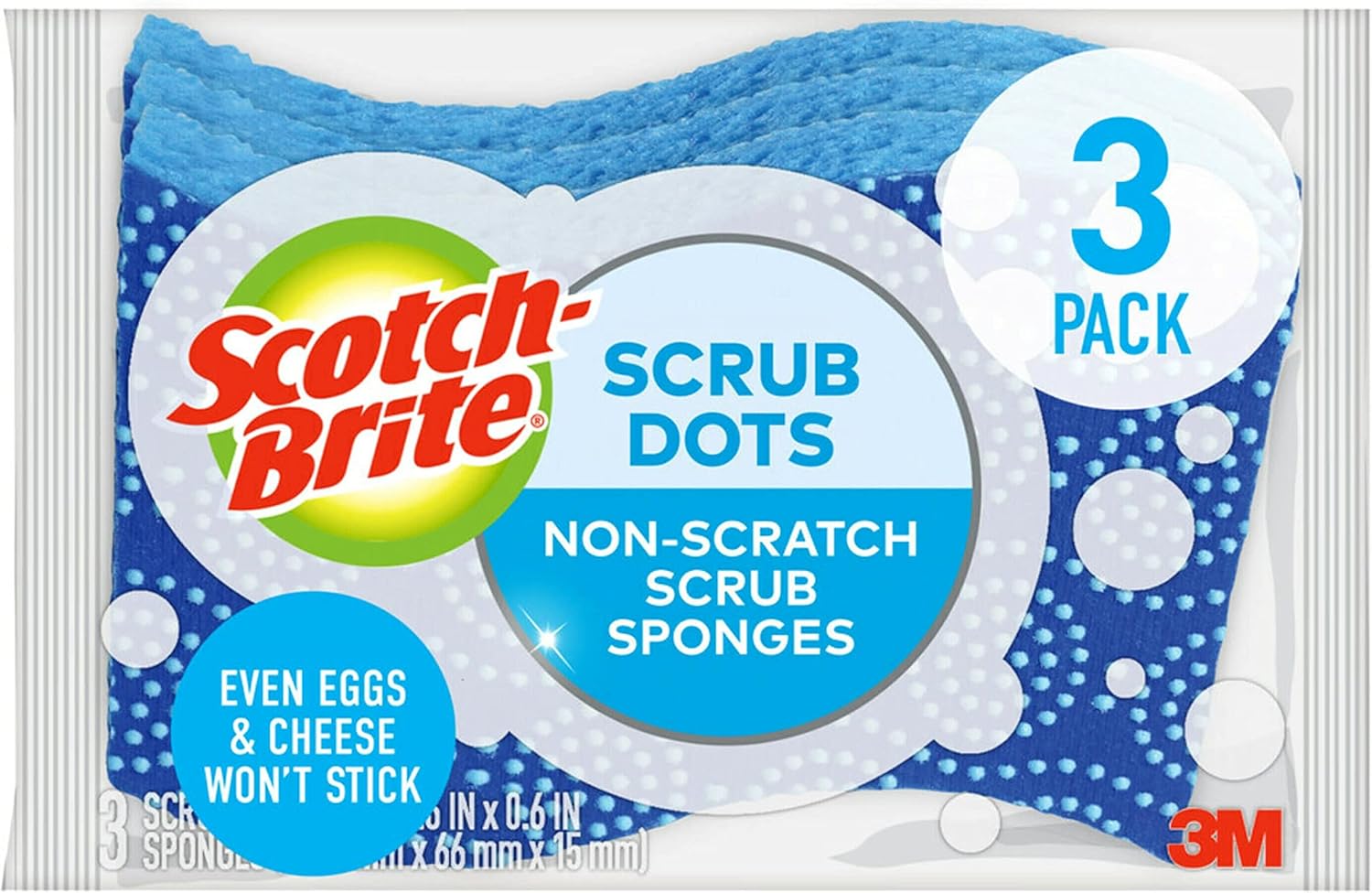 Hot Deals Scotch-Brite Scrub Dots Non-Scratch Scrub Sponge, Rinses Clean, For Washing Dishes and Cleaning Kitchen, 3 Scrub Sponges