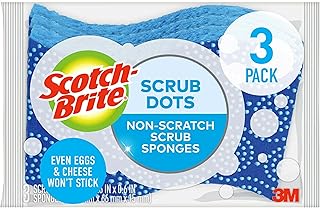 Scotch-Brite Scrub Dots Non-Scratch Scrub Sponge, Rinses Clean, For Washing Dishes and Cleaning Kitchen, 3 Scrub Sponges