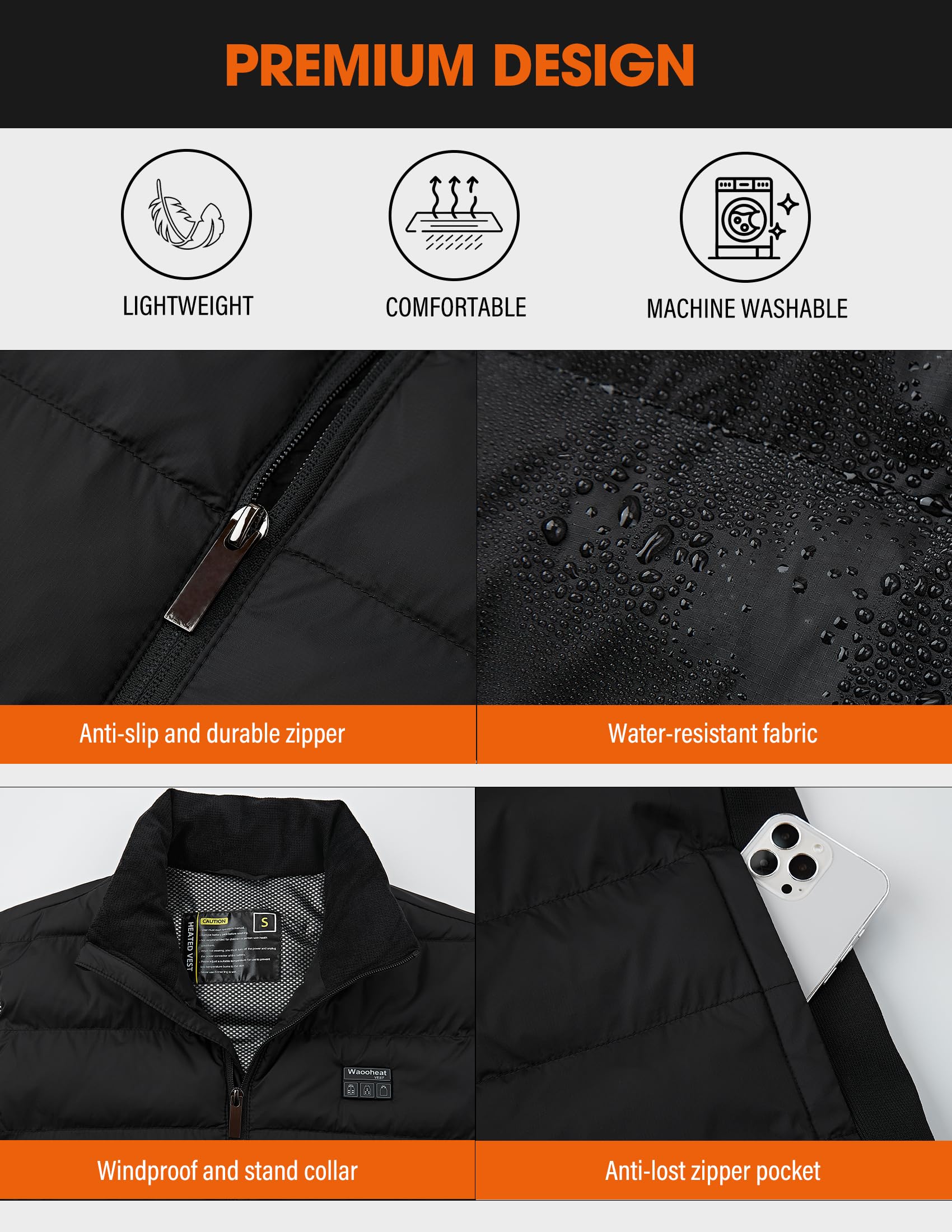 Gilet Chauffant Polaire Homme,Veste Chauffante pour Hommes 15 Zones Chauffage,Boutons Intelligents 3 Modes Électrique USB Chauffe Vêtement,Pour Travail en extérieur, Vélo, Moto, Ski