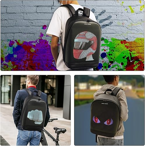 Miniatura 7 de Mochila para laptop, mochila impermeable inteligente LED dinámica mochila de ciclismo viaje mochila Bluetooth mochila, Negro -, Mochila para laptop