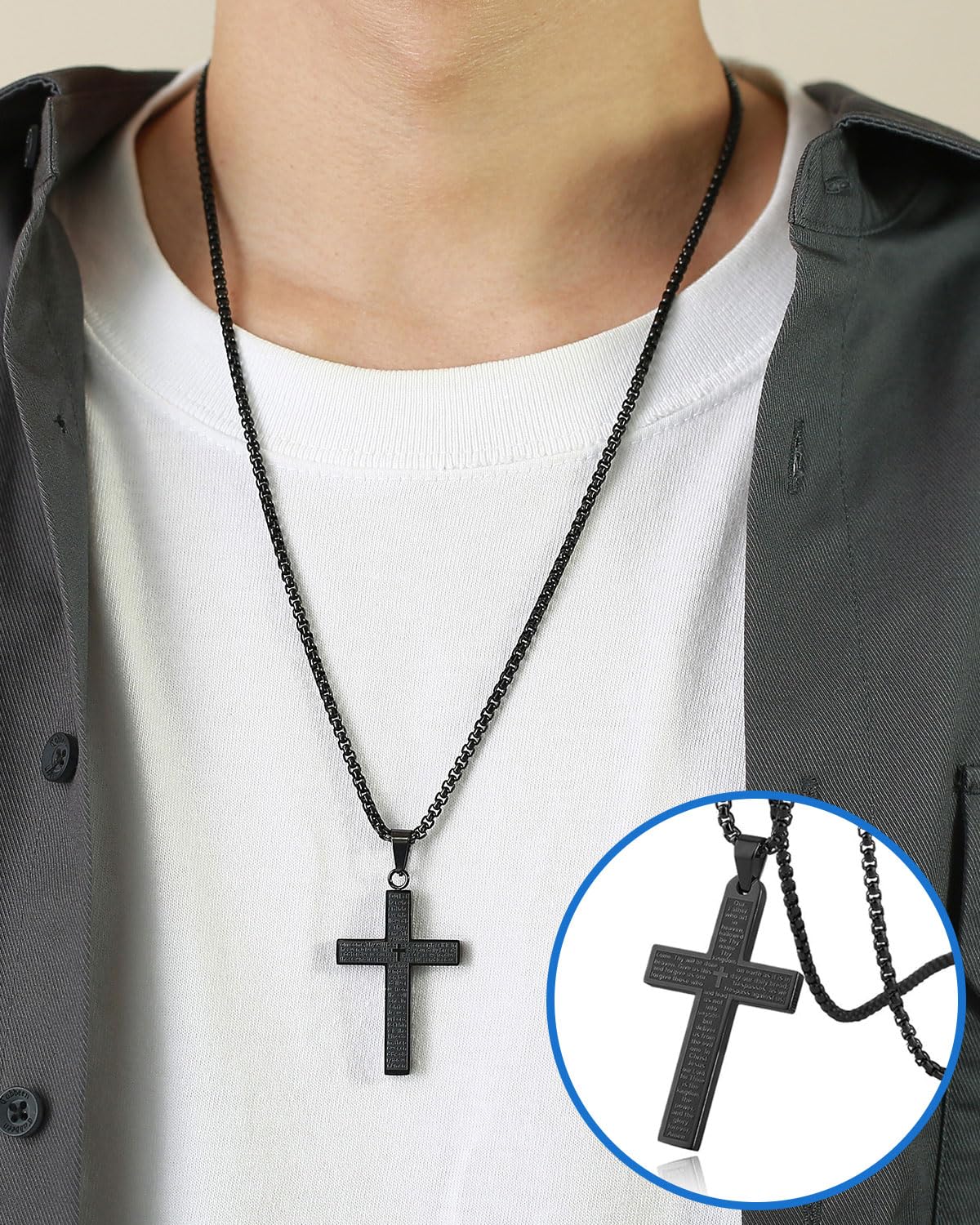 Collana Croce Uomo In Acciaio Inossidabile - Pendente Cristiano Antiscolorimento, Regalo Ideale - Foto 6