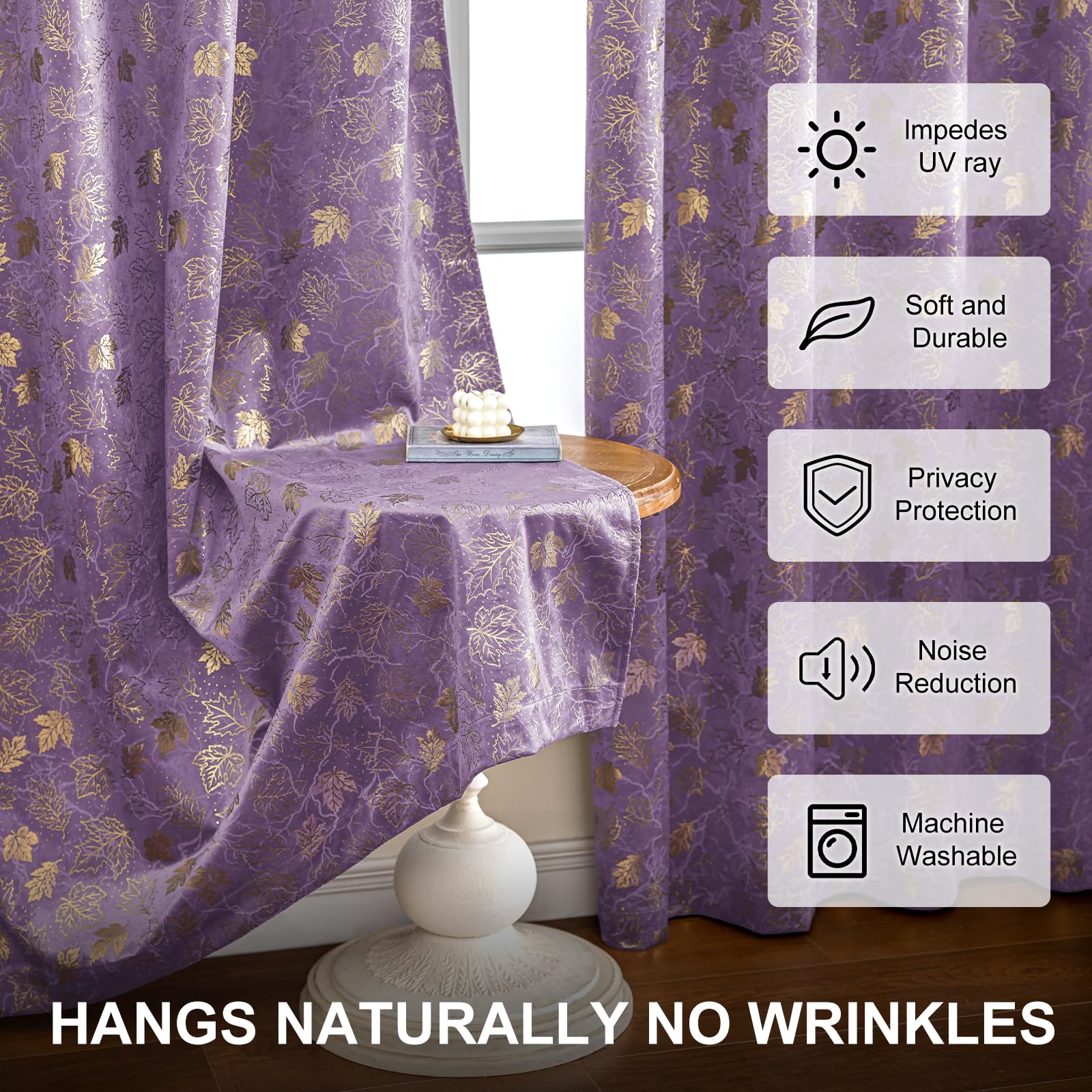 Rideau Velours Occultant Lot De 2, 140x200cm, Rideaux Thermique Isolant, Anti Froid Et Chaleur, Luxurious Doux Rideau À Oeillets, Phonique Anti Bruit, pour Salon Et Chambre, Violet Clair
