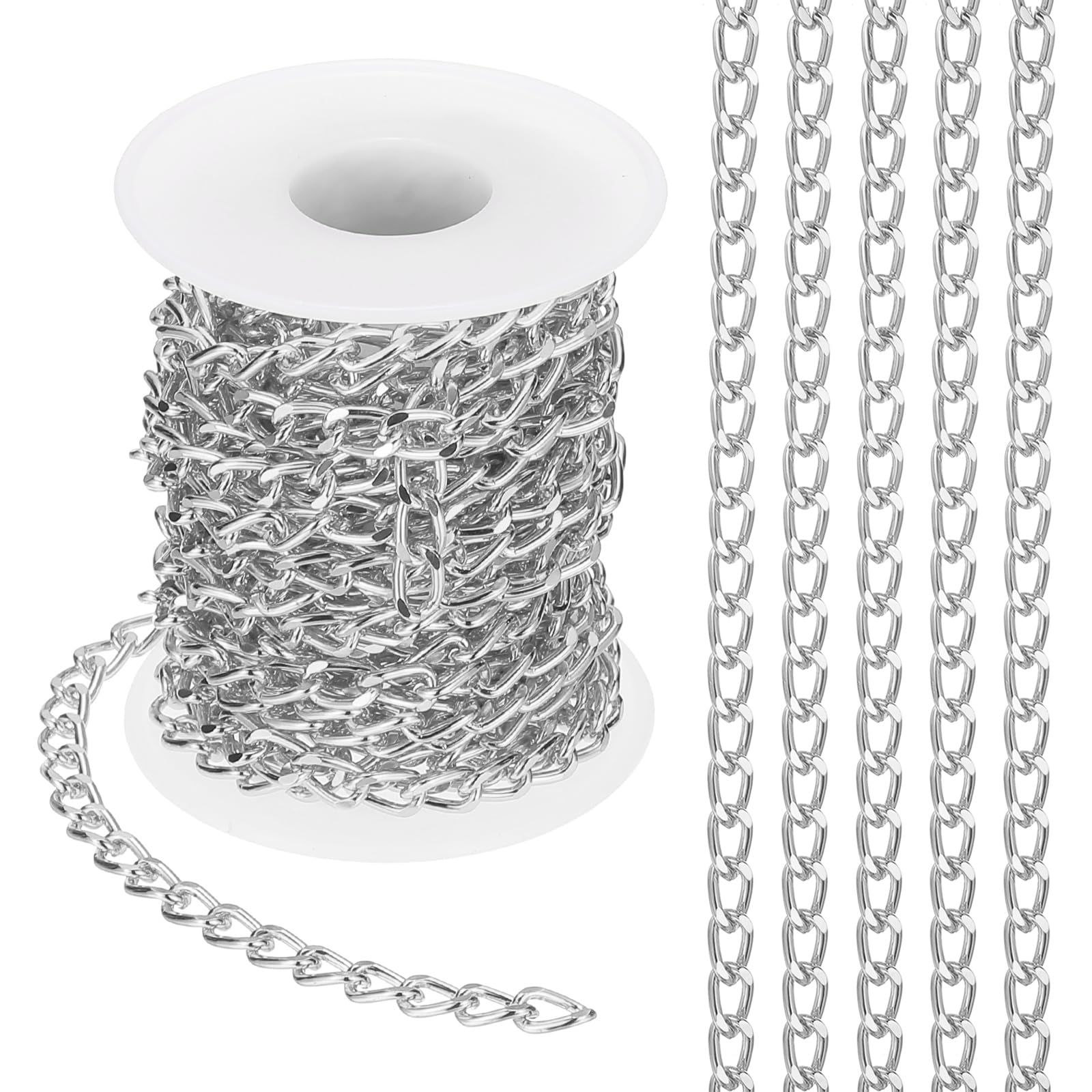 PATIKIL 16.4Ft Aluminium Curb Chains Twisted Links, 9x6mm Curb Chain Spool Jewelry Making Chains Craft Chain…