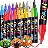 IVSUN Paint Pens Paint Markers, 20 Colors Oil-Based Waterproof Marker Pen Set, Never Fade Quick Dry and Permanent, Works on Rocks Painting, Wood, Fabric, Plastic, Canvas, Glass, Mugs