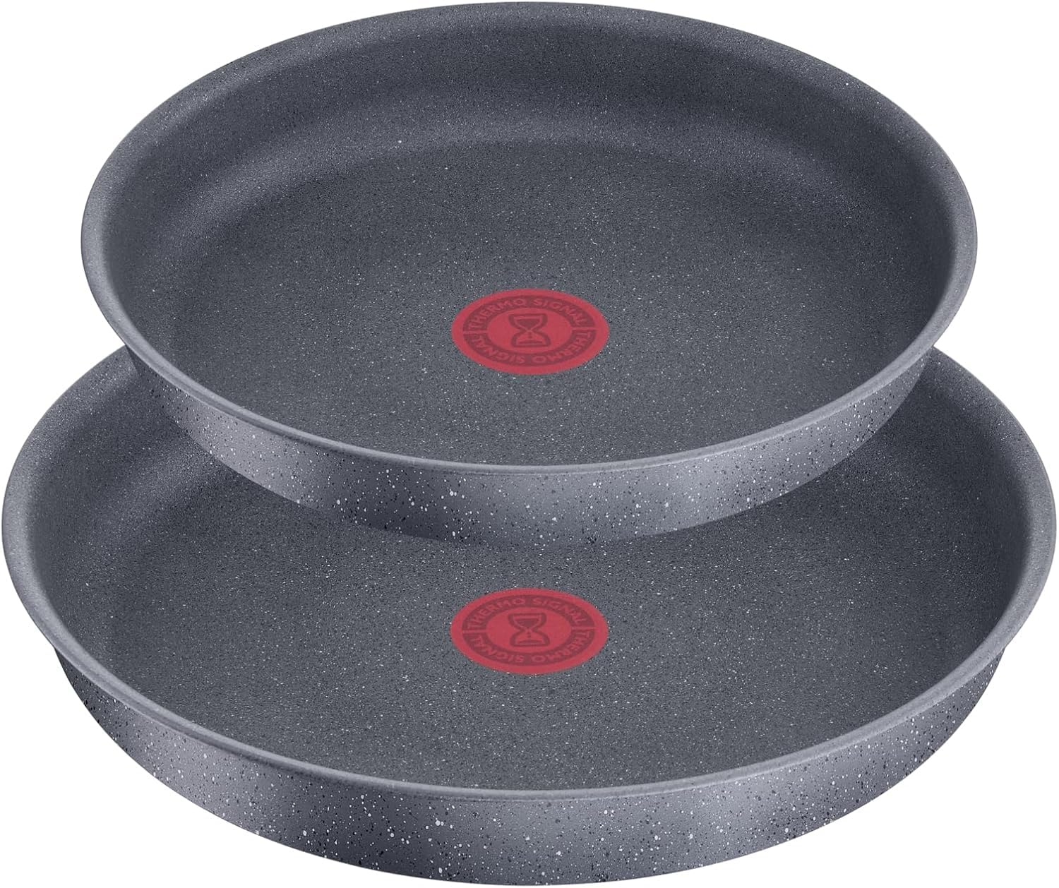 Tefal Ingenio Set of 2 Frying Pans + Removable Handle, Induction, Non-Stick Coating, Stackable, Dishwasher Safe, Made in France, Natural On L7669353, Grey