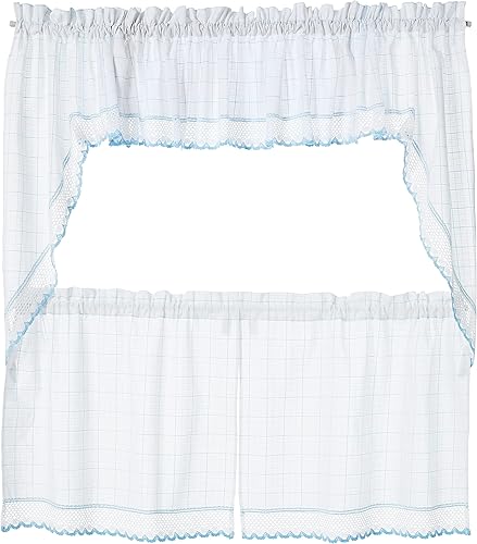 Vista 143 de Juego de cortinas de cocina, con festón, con visillo Hopewell Blanco