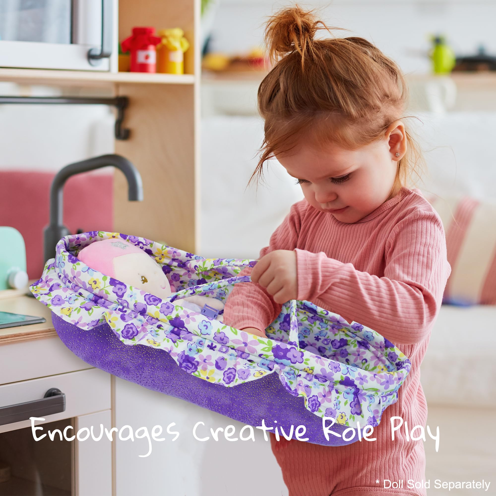 Lullaberry Cozy Dream Doll Bassinet, Baby Doll Portable Carrier, Fits for American Girl Dolls up to 14"(36cm) - Image 4