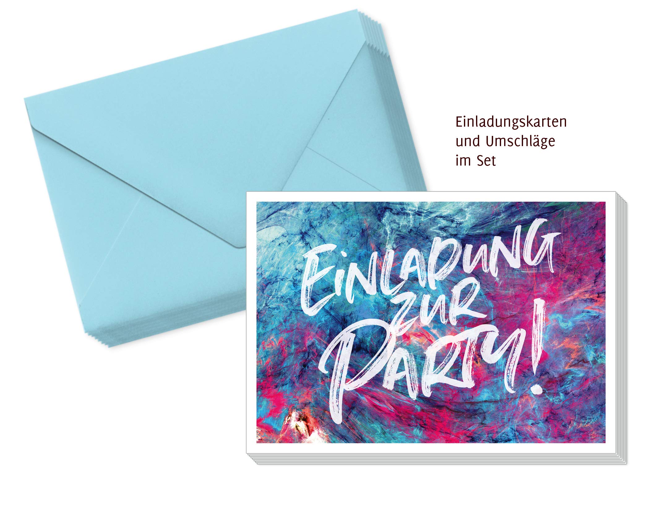 32 inviti per feste di compleanno per bambini di età 8 anni con buste di invito blu, confezione da 32 palloncini progettati e stampati nel Regno Unito