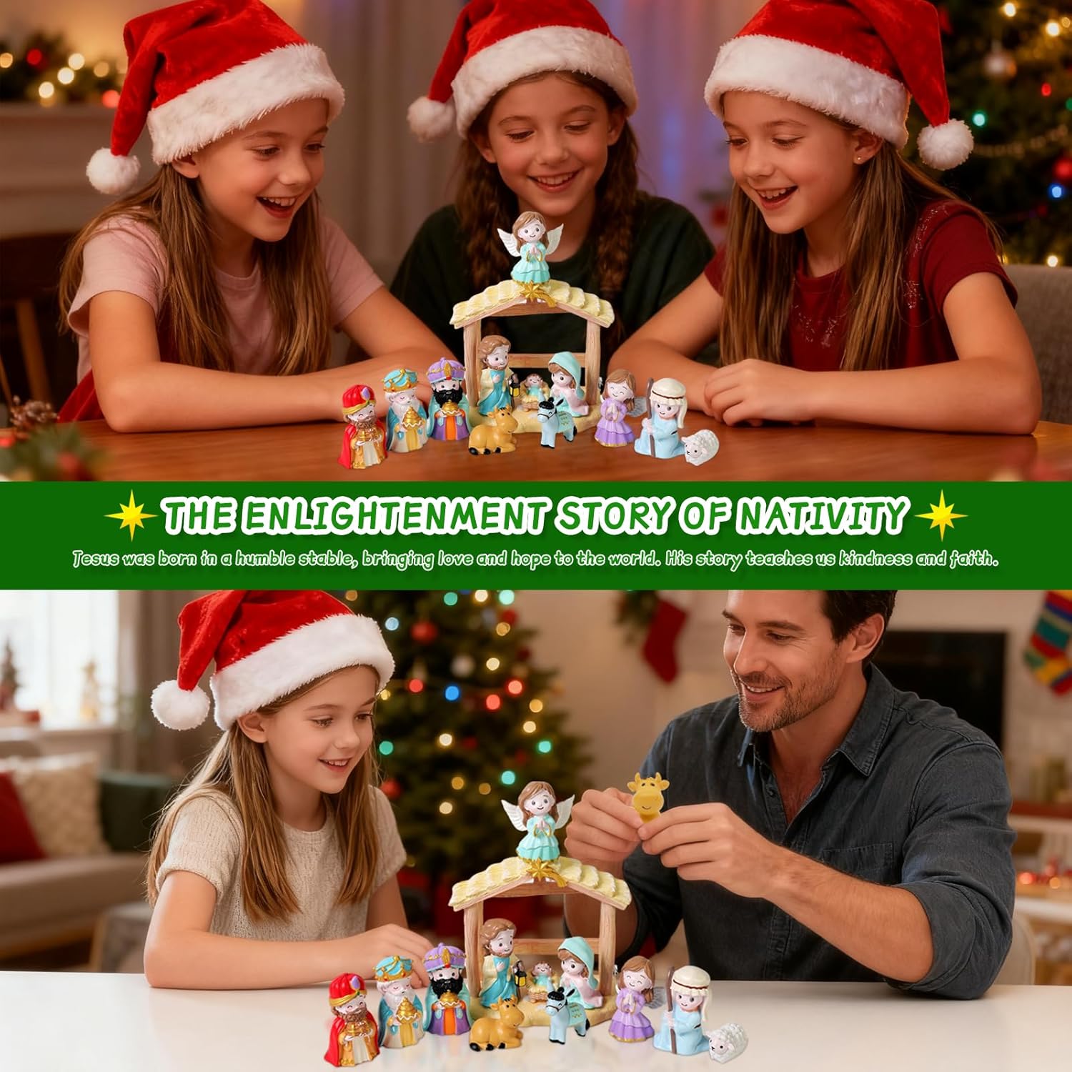 13Pcs Nativity Set for Kids, Toddler Toys Little Figures & Playsets, Christian Nativity Scene for Boys & Girls Ages 3 4 5 6 7 8 9+ Christmas Birthday Gift