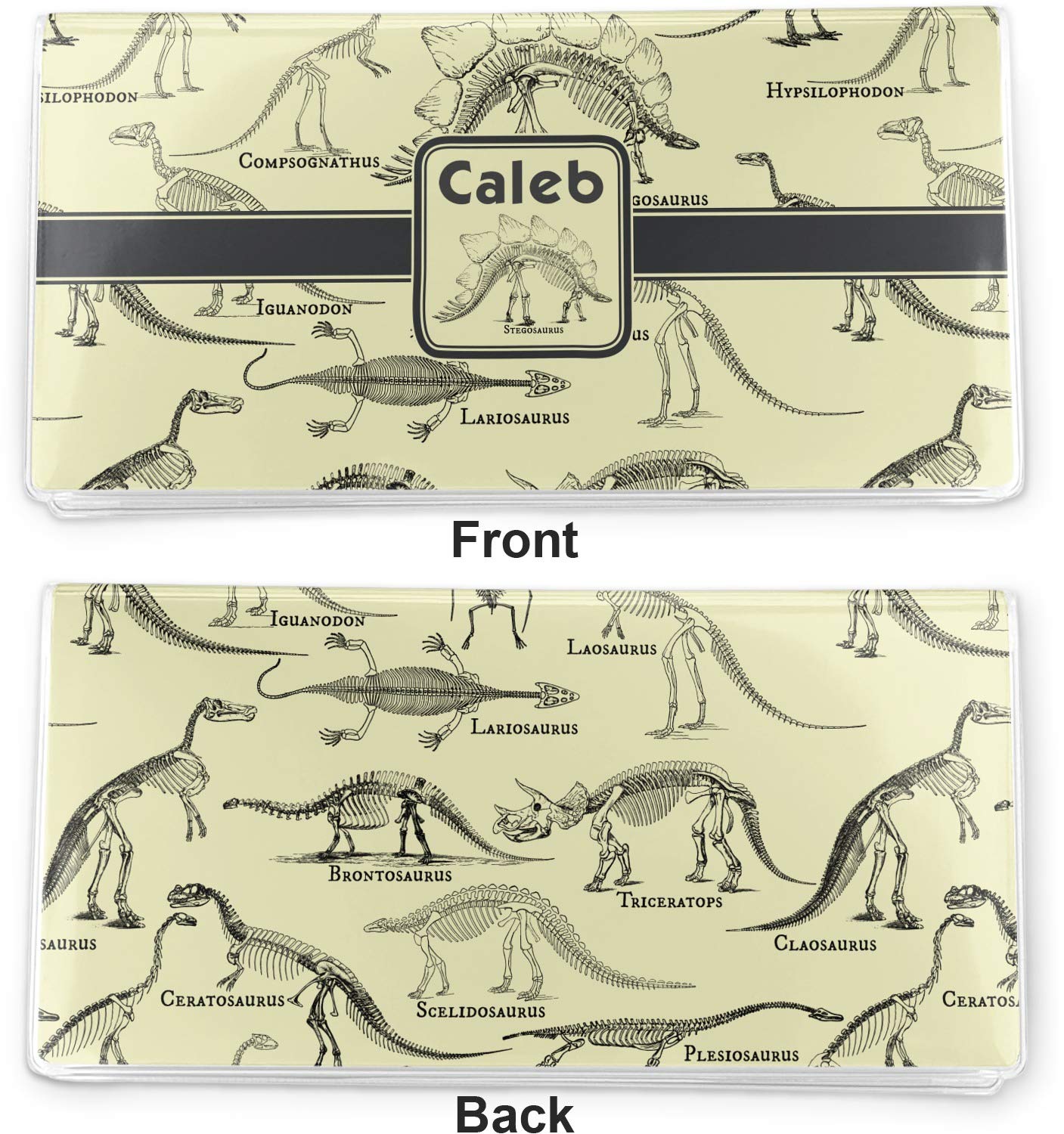 RNK Shops Personalized Dinosaur Skeletons Vinyl Checkbook Cover