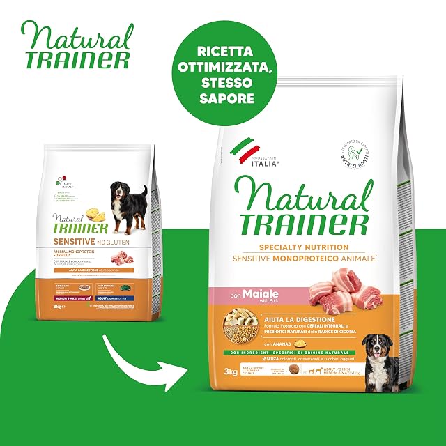 Foto 2 de 5 de Trainer Natural Sensitive No Gluten - Pienso para Perros Medium-Maxi Adult con Cerdo y Cereales Integrales