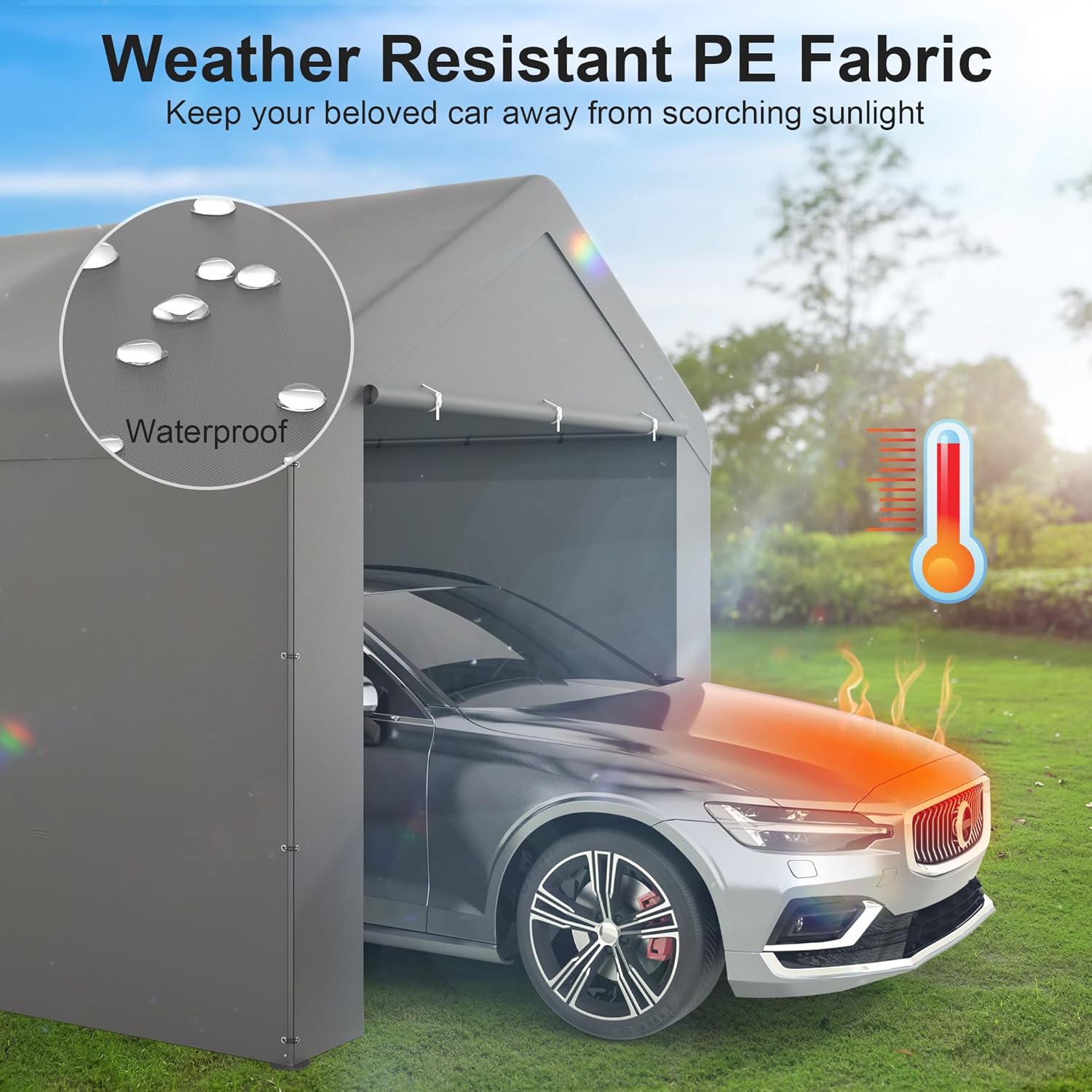 GOJOOASIS Carport 10x20 Car Ports Heavy Duty Outdoor Car Canopy Shelter Storage Tent Portable Garage with UV Protection, Waterproof & Rust-Proof, Easy Assembly for Cars, Trucks, Vehicles (Grey)