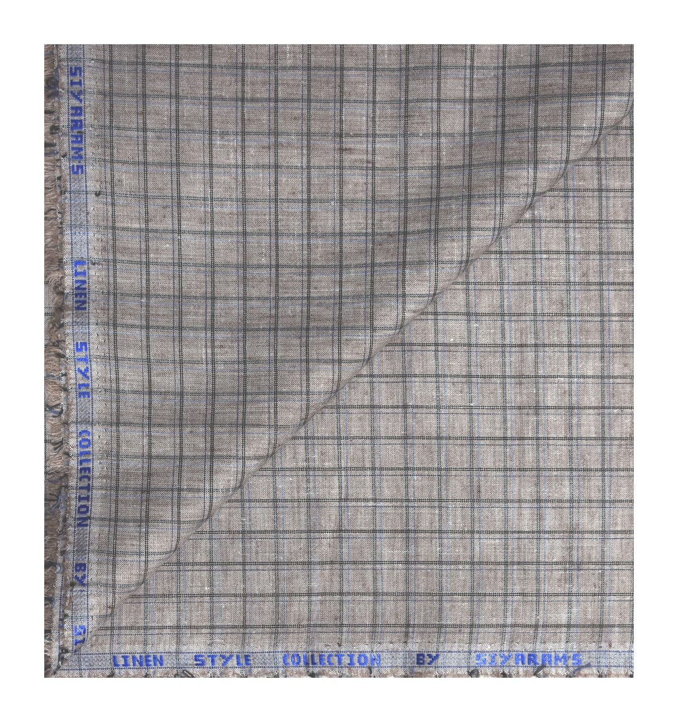 Siyaram's Linen Cotton Checkered Brown Unstitched Shirt Fabric 1.6 Mts - VV6983-image-14