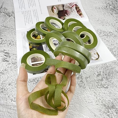 Miniatura 5 de 12 rollos de cinta floral para tallo de 12 pulgadas x 30 yardas de cinta para envolver tallos de ramo y manualidades sin pinchazos (verde hierba)