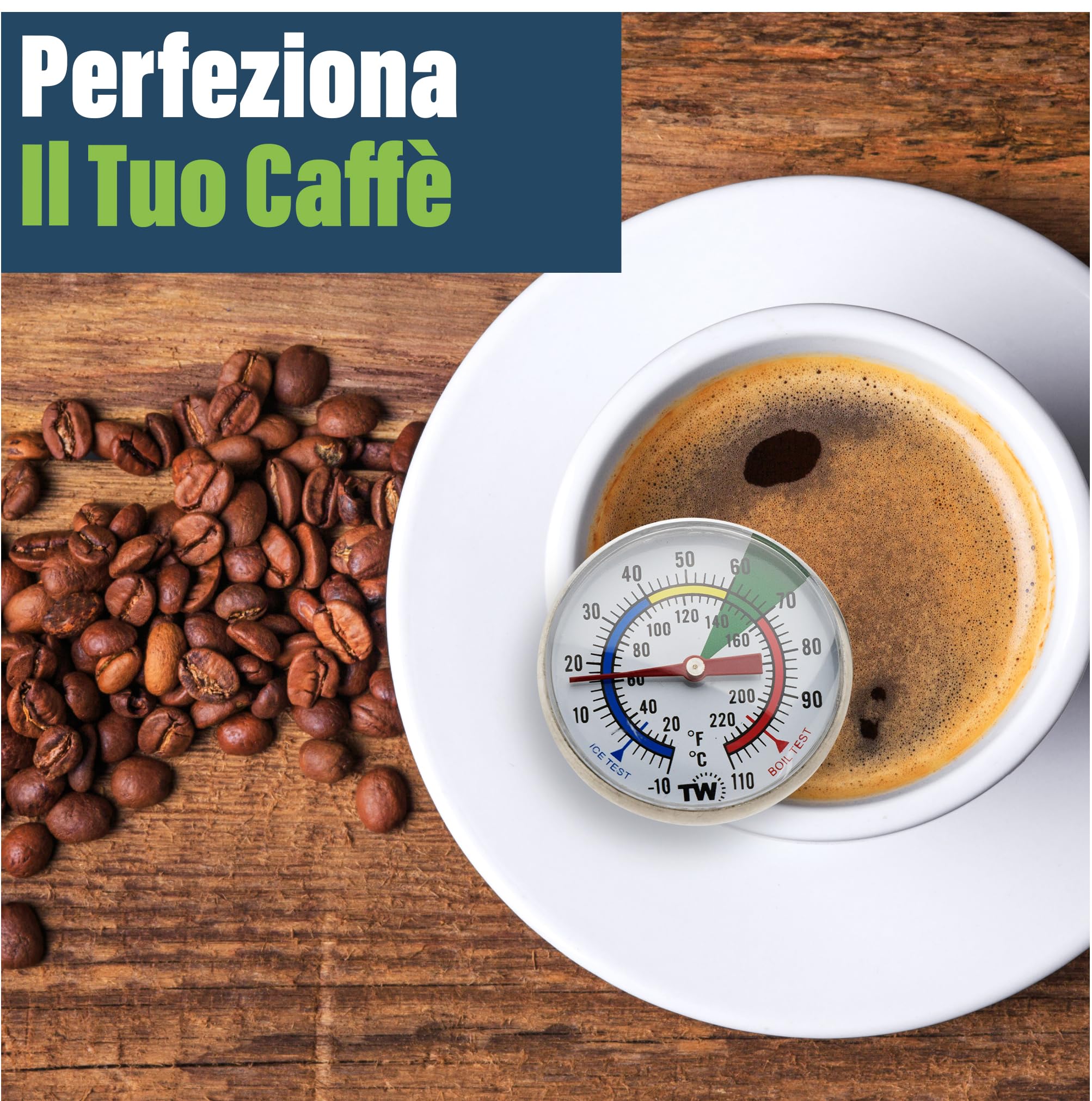 Termometro e bricco per il latte da 600 ml, per caffè perfetti come al bar, ottimo per realizzare caffellatte e cappuccini schiumosi