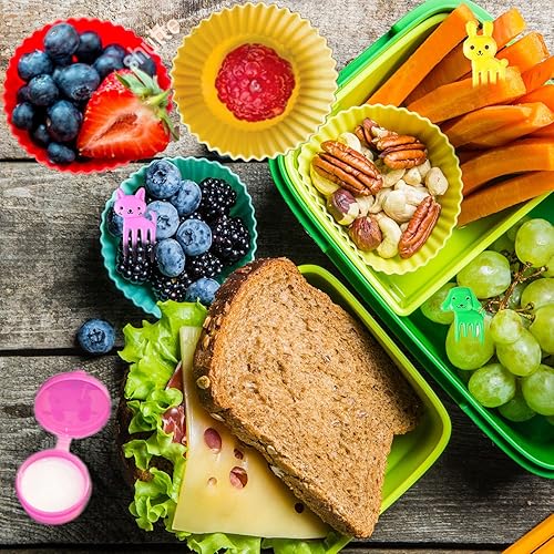 Miniatura 5 de Juego de 56 piezas de accesorios de caja Bento, divisores de silicona para lonchera, mini botellas de ensalada con mini recipiente y palillos de