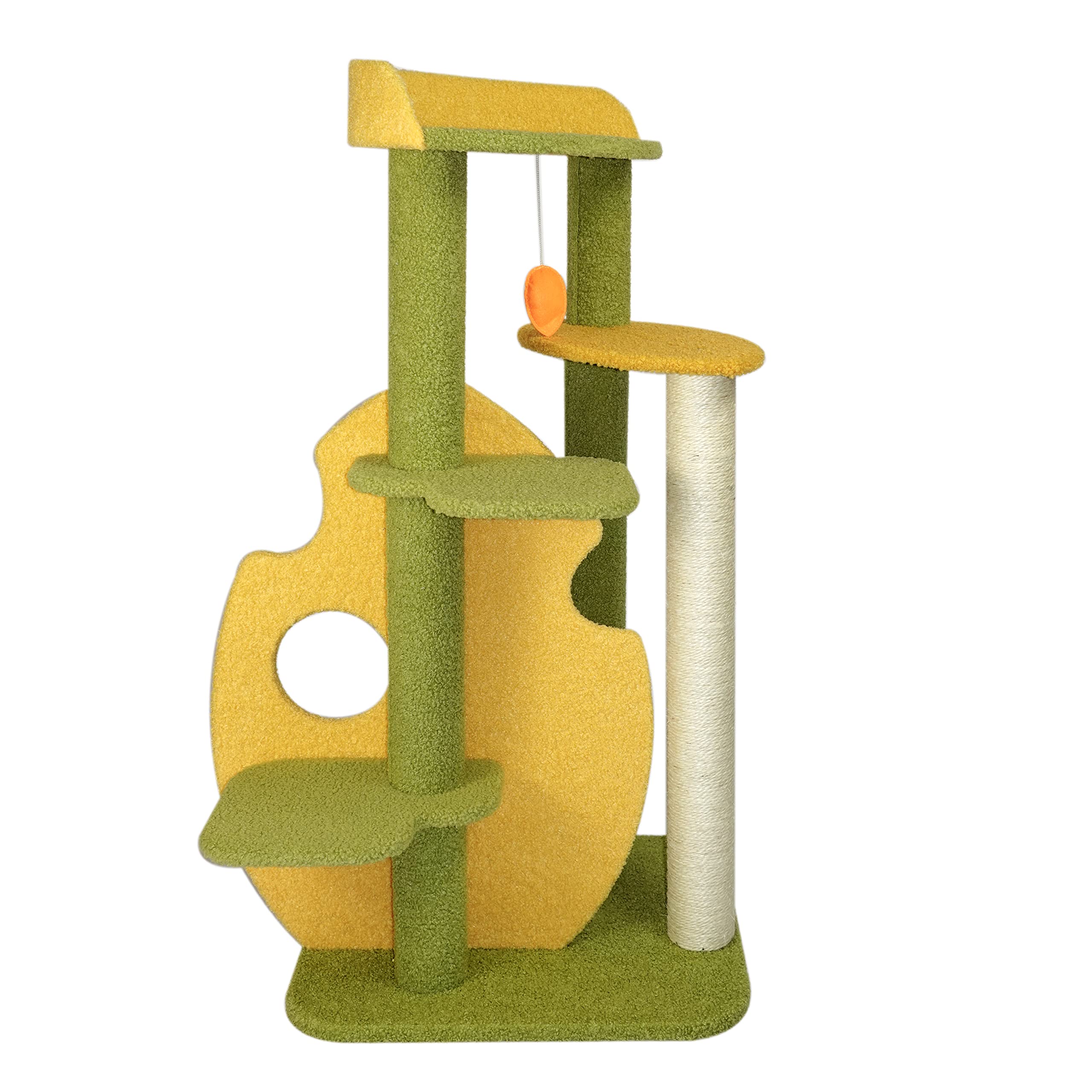 Photo 1 of LAVAVA Cat Tree, Cat Tower for Climbing with Scratching Post, Jump Ring and Interactive Dangling Toy, Kitten Activity Center with Jump Platforms and Perch, M 39", Botanic Garden Collection, Green Medium