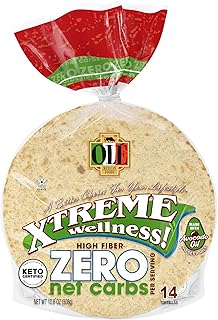 Olé Xtreme Wellness® Street Taco ZERO Net Carbs | 5" Size FlourTortillas | Keto Certified | 10.8 oz.| 14 Count (Pack of 4)