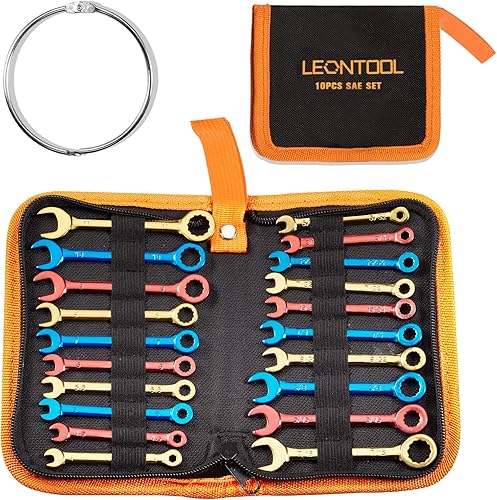 Juego de llaves combinadas pequeñas, métricas y estándar, 20 piezas de 0.157-0.433 in y 532 pulgadas a 716 pulgadas, chapadas en color, abiertas y