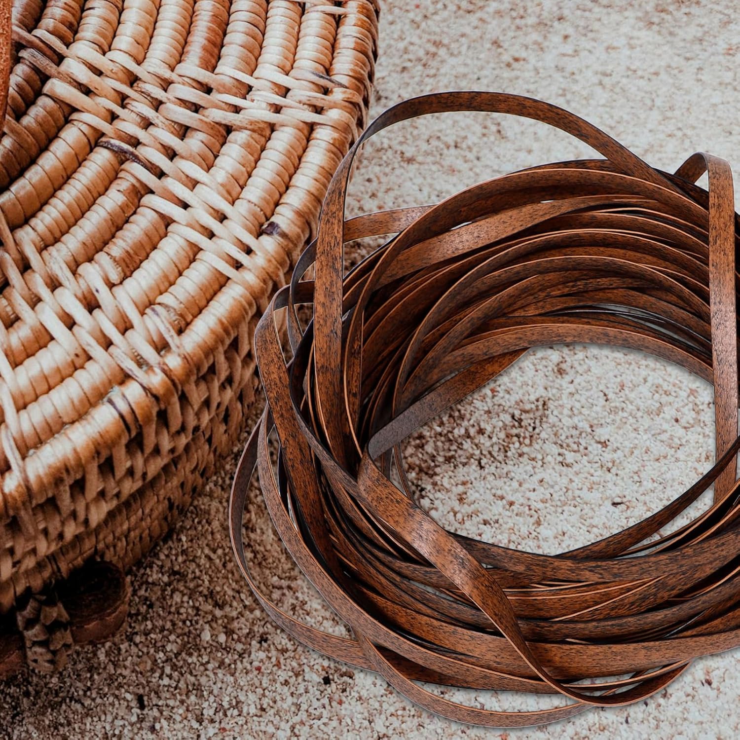 Wicker Repair Kit Synthetic Rattan Weaving Material for Furniture Restoration 50ft Plastic Rattan Strips for Patio Chairs Baskets and Crafts Dark Coffee Color