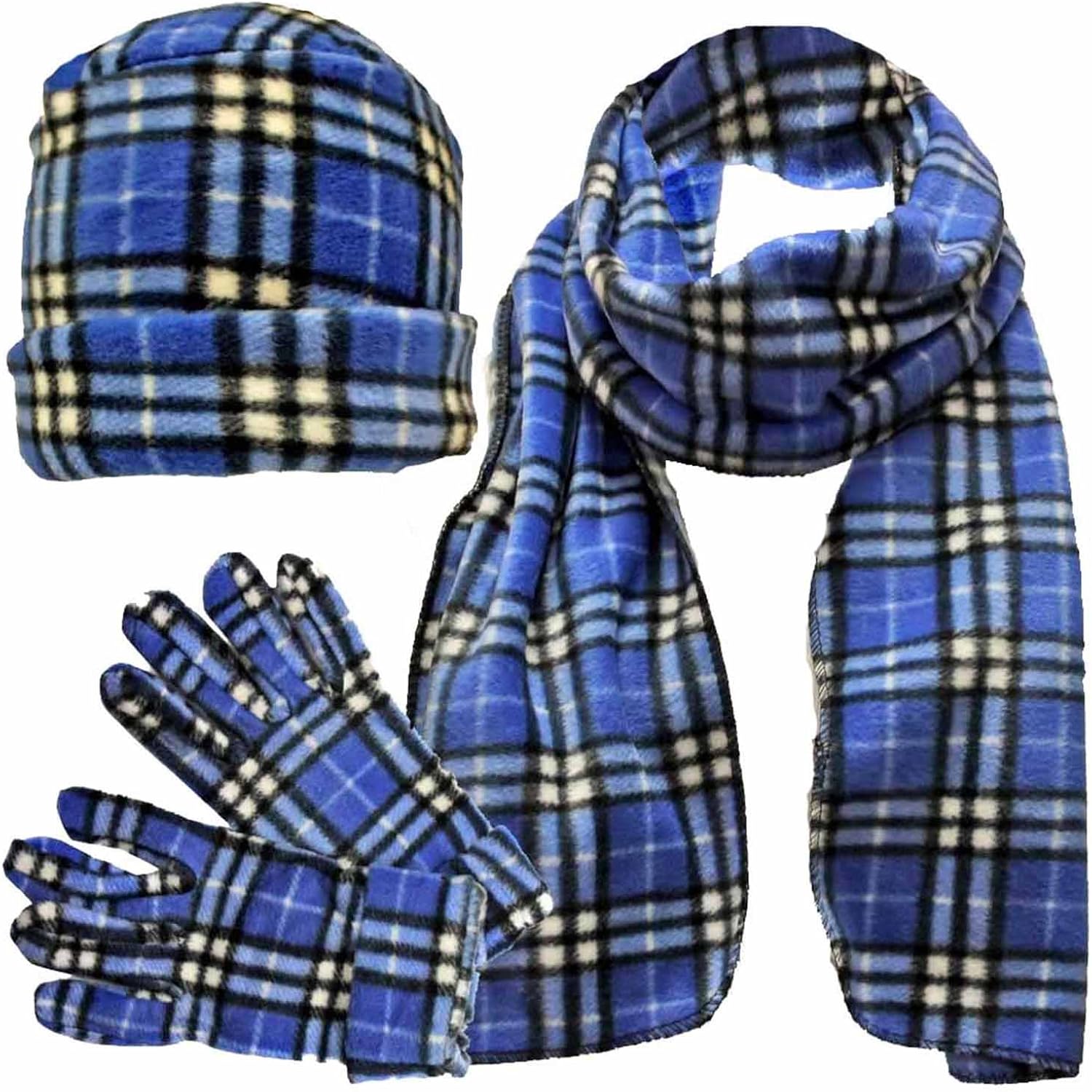 Plaid scarf and gloves set Clearance
