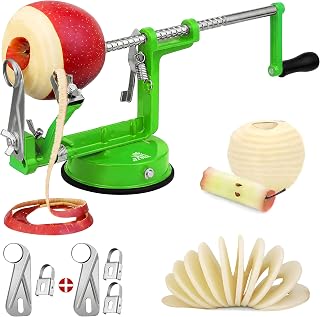 ARSUK Apple Peeler Metal with Suction Base - Apple Fruit Pineapple Peeler Corner Cutter Cutter Core Remover Tool Machine - Apple Peeler and Cutter, Apple Machine - Easy to Use (Green Peeler)