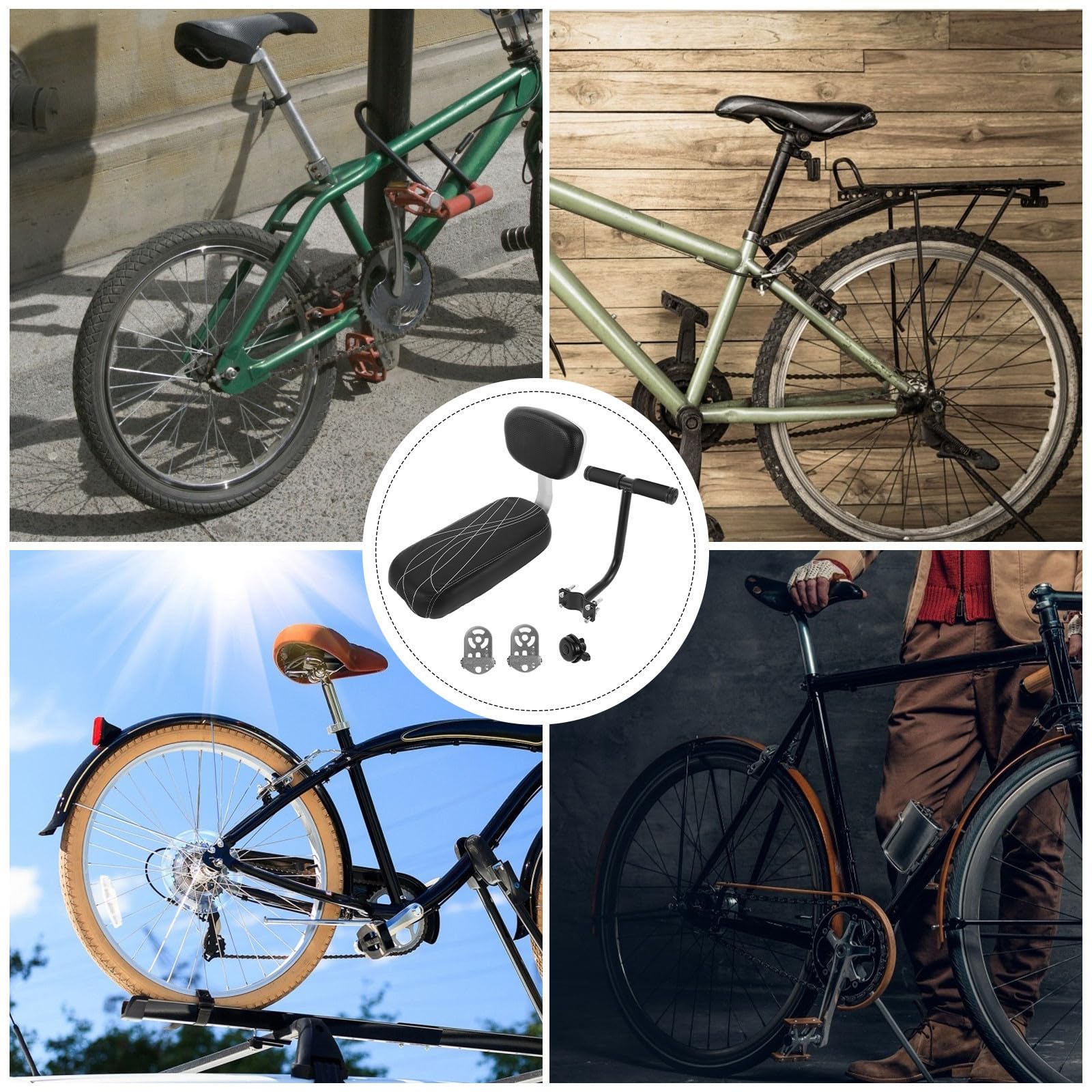 Ciieeo Asiento Infantil Trasero para Bicicleta de Montaña con Respaldo