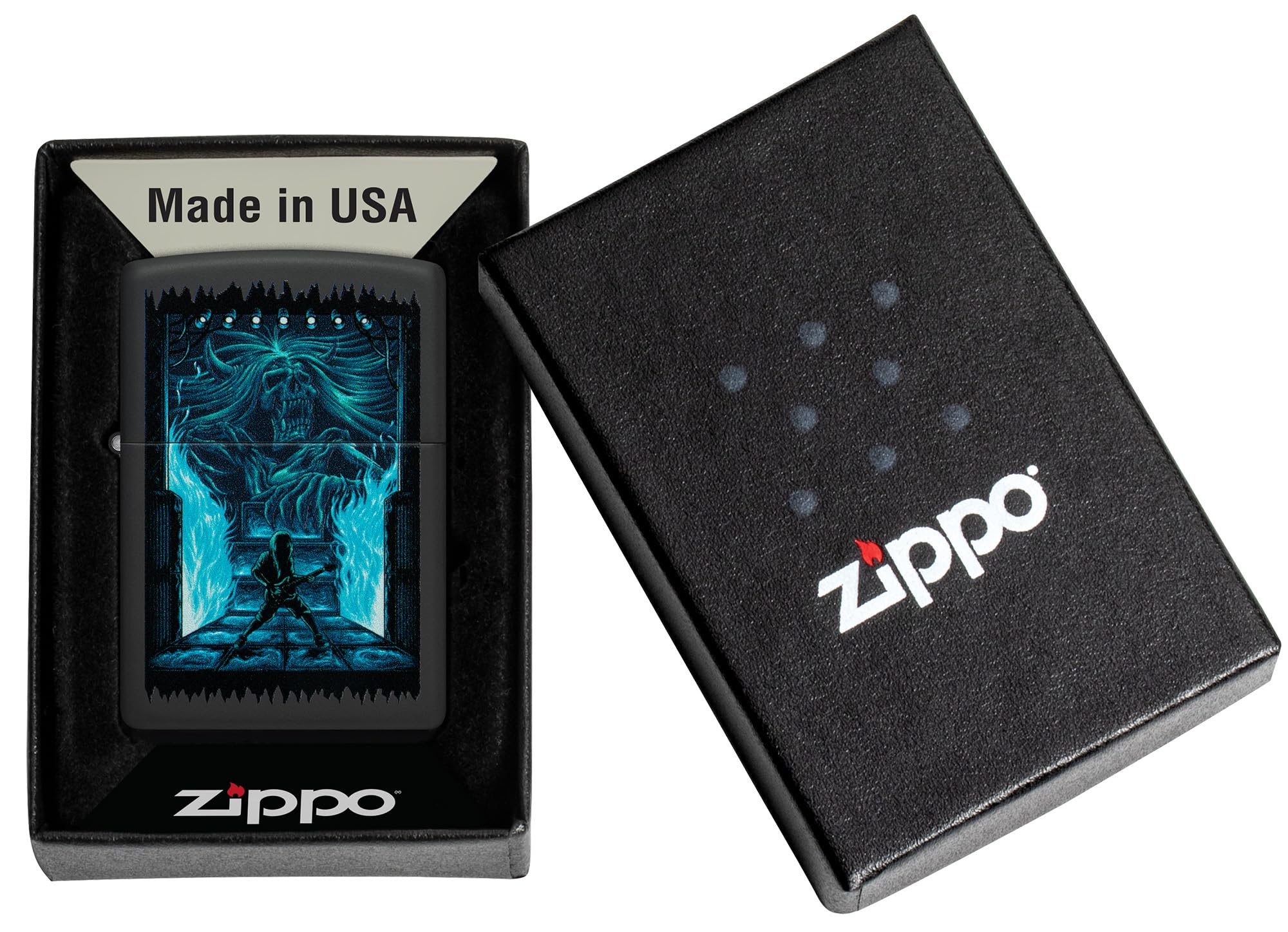 Zippo Encendedor a Prueba de Viento - Diseño Gothic Rock - Negro Mate, Color Image - Recargable - Reutilizable - Caja de Regalo Incluida - Hecho en EEUU