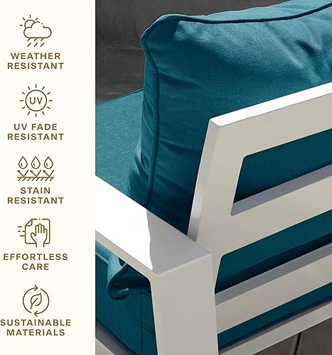 Miniatura 5 de Honeycomb Juego de cojines para patio con diseño de rayas para exteriores, relleno de espuma resistente, resistente a la intemperie y elegante,