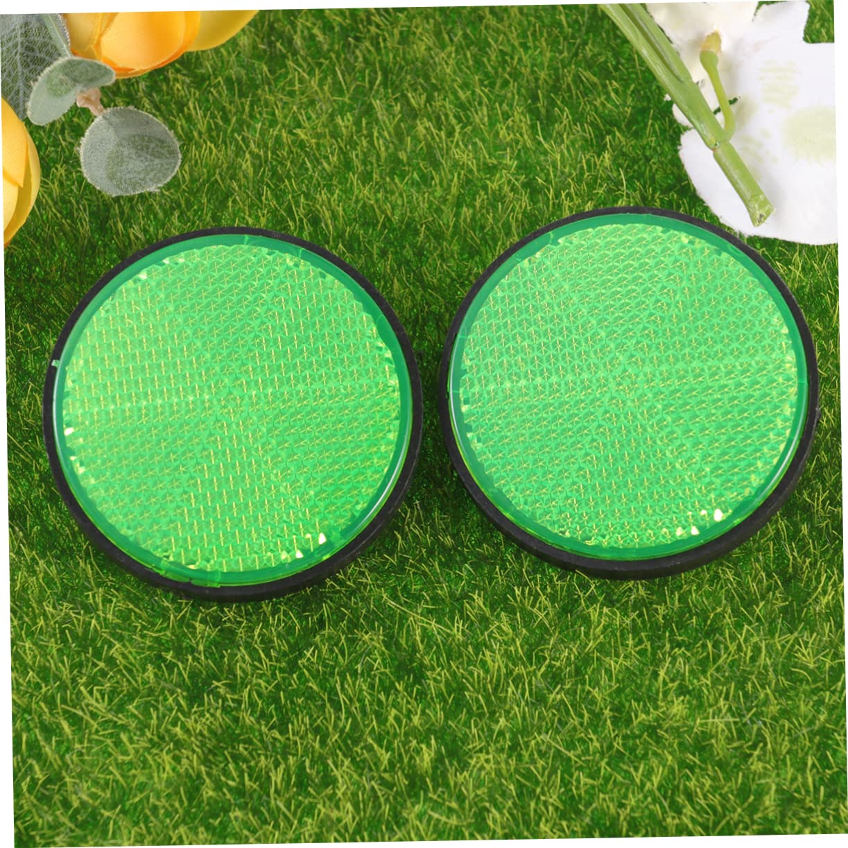 GANAZONO 2Pcs Green Round Reflective Warning Reflectors for Cars Motorcycles Bicycles Atvs Dirt Bikes Easy Install Enhanced Visibility Rear Mounted Safety Reflectors