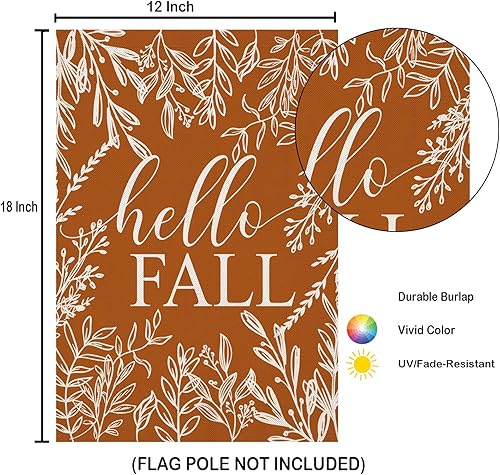 Miniatura 6 de Banderas de otoño para decoración al aire libre, diseño de hojas de arce de Acción de Gracias, de Hello Fall, bandera grande para patio, decoración