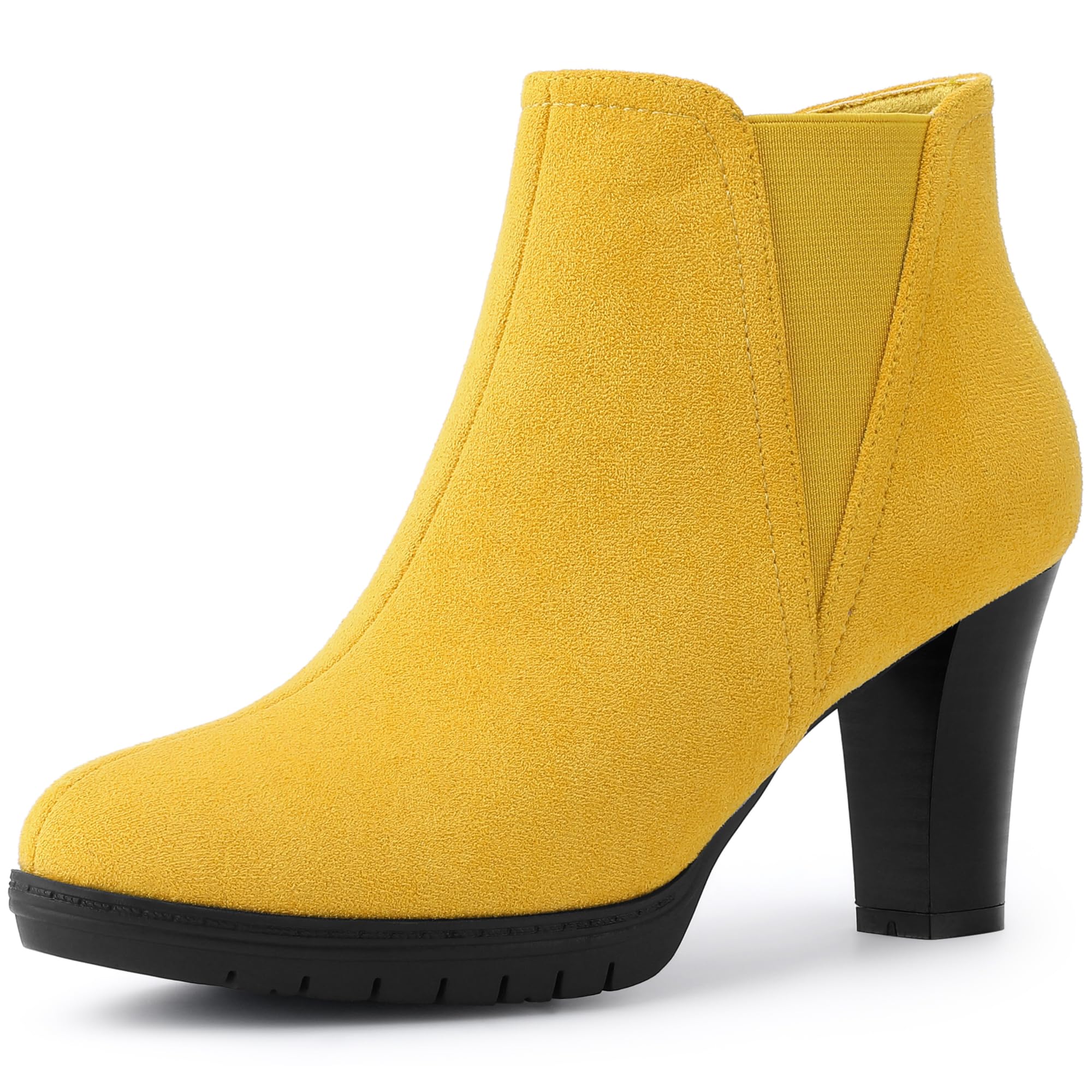 Allegra K Womens Round Toe Block Heels Chelsea Ankle Boots