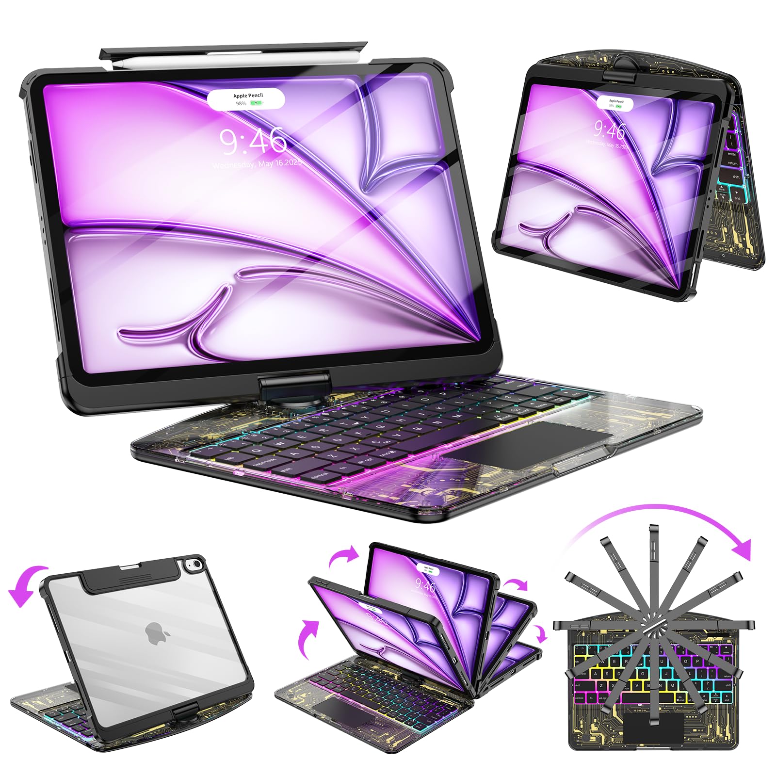 Amazon.com: SIBEITU Clear Wireless Keyboard Case for iPad Air 13
