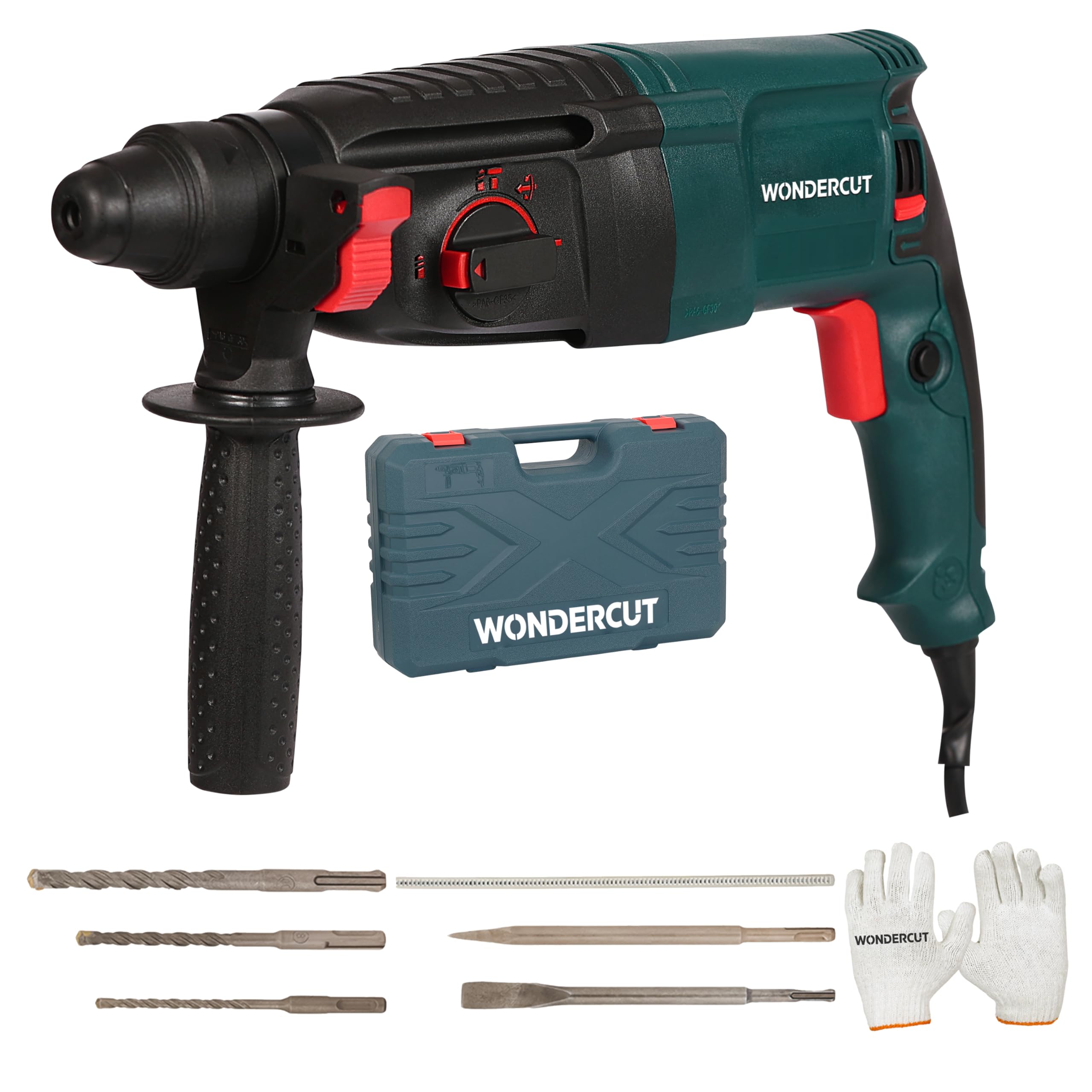 WONDERCUT WC-GP-26-B Corded Electric Rotary Hammer with 26mm SDS Plus,1600W Copper Armature,5 Functions with Vibration Control, With Bmc Box,3 Drill Bits,2 Chisel,1 Metal Depth Gauge | Blue & Black-image-40