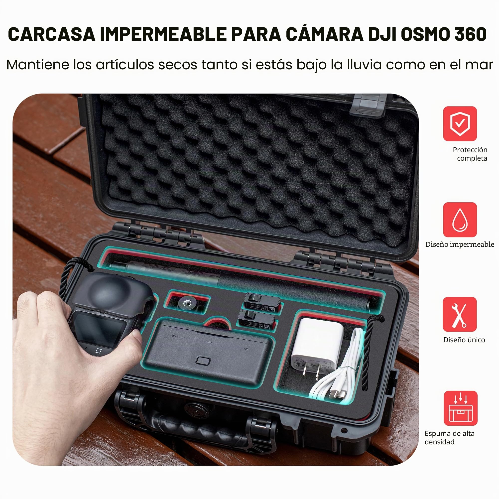 STARTRC Photo Estuche Rígido Impermeable para dji Osmo 360, Maletín de Transporte con Doble Capa y Correa, Caja Protectora Antigolpes para Cámara y Accesorios (Solo Estuche)